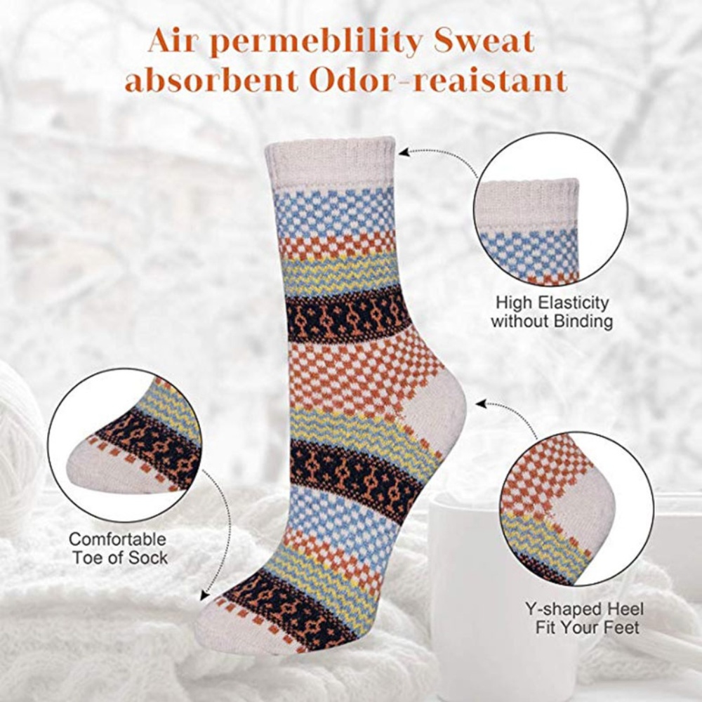 5 Pairs Men's Winter Cony Hair Crew Socks - Picture 3 of 8